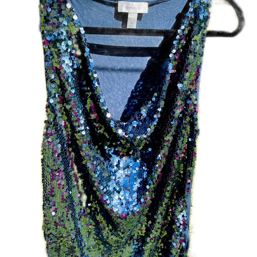 Navy Sequin Tank Top. Size XL Dress Barn